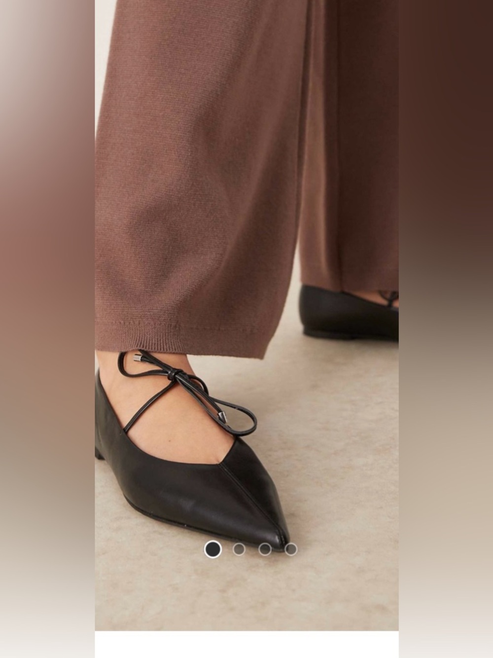 ASOS Black Pointed Lace-Up Ballet Flats